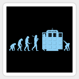 Evolution and Back Again Funny Science Sci-fi Time Travel Whovian Prehistoric Meme Sticker